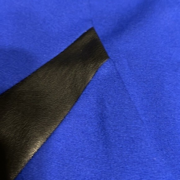Black & Royal Blue Eva Longoria Power Pointe Faux Leather Midi Dress size SP - Picture 6 of 8